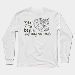 Cat Illustration with Text Long Sleeve T-Shirt